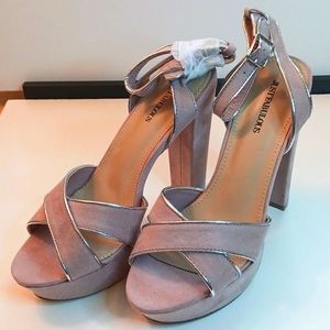 Blush Pink Maddelena Ankle Strap Block High Heels